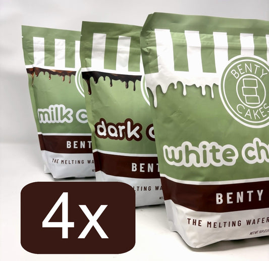 Benty Melts 4 Pack - Your Choice of 4 - Milk, White and/or Dark Chocolate (5LB each)