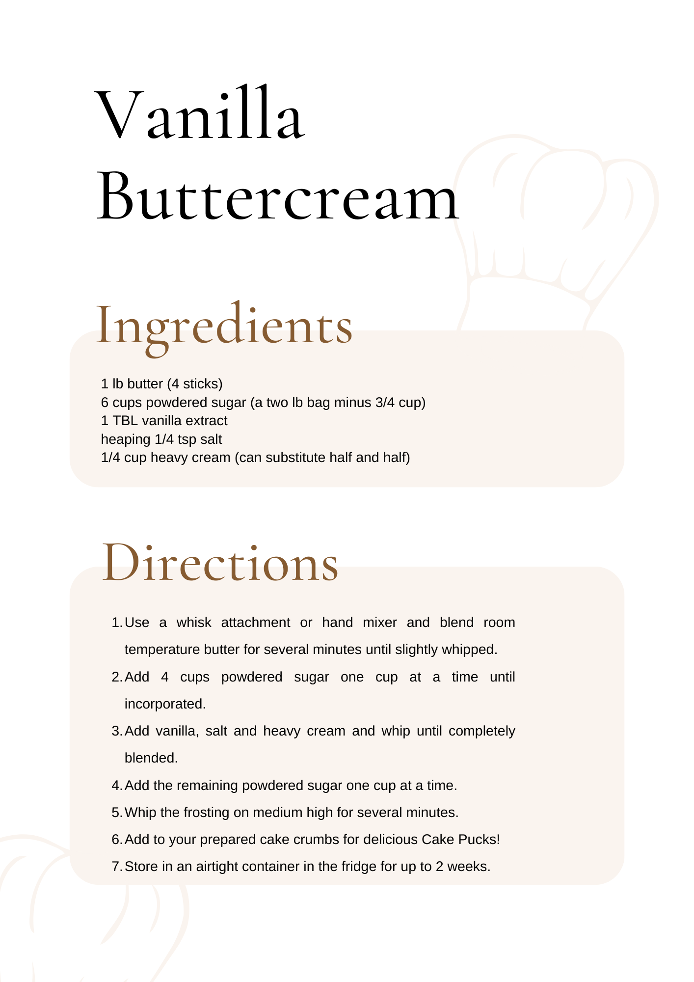 Printable Vanilla Buttercream