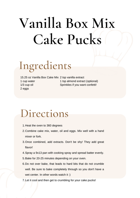 Printable Vanilla Cake Mix Adapted Recipe